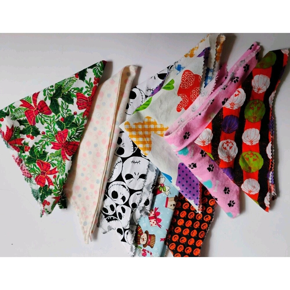 Destash Quilting Cotton Fabric Triangles Lot 8pc Holiday Character Crafts